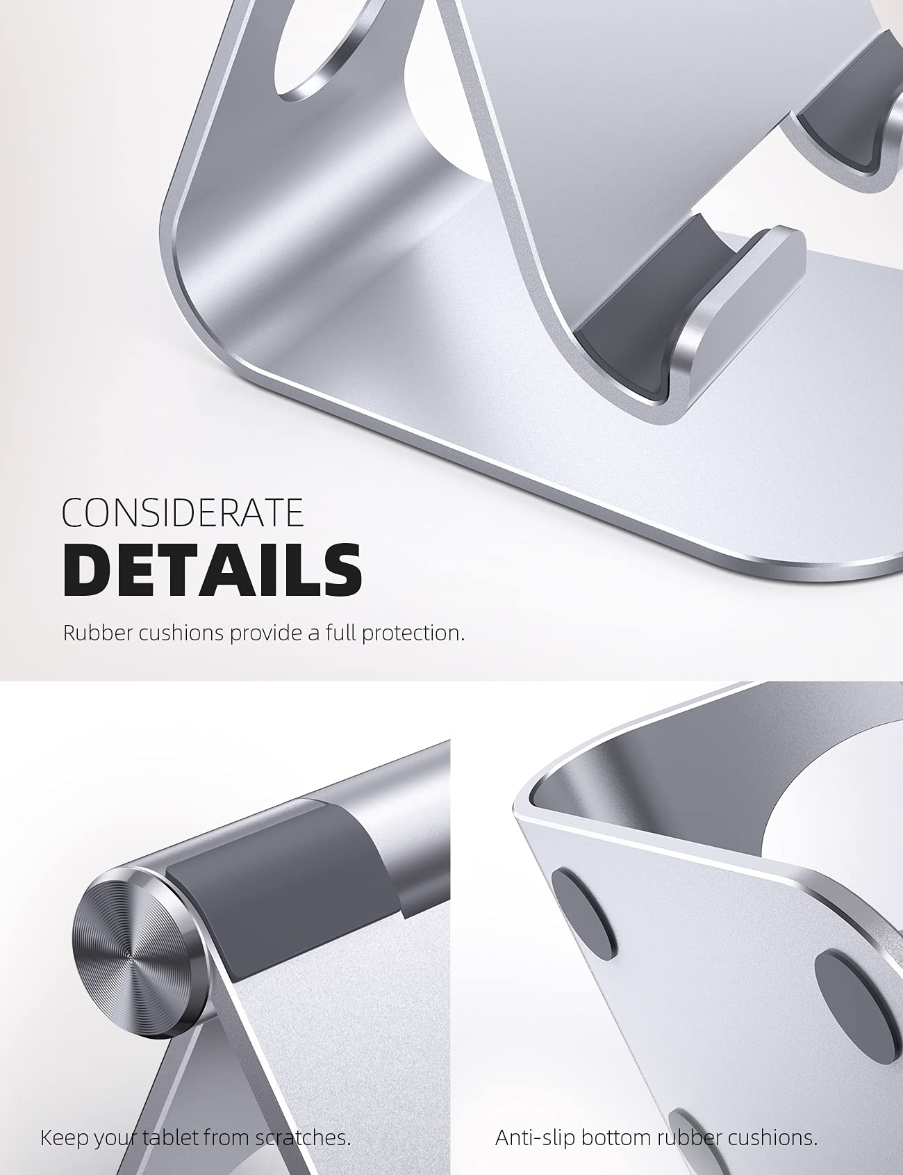 Lamicall Adjustable Tablet Stand Holder for iPad & Tablets – Silver