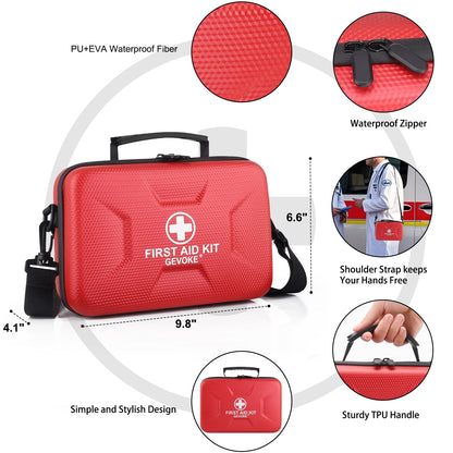 Gevoke 410-Piece Waterproof First Aid Kit – Red
