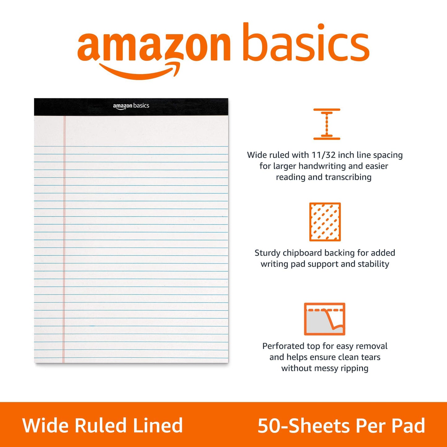 Amazon Basics Wide Ruled Notepads – 12 Pack