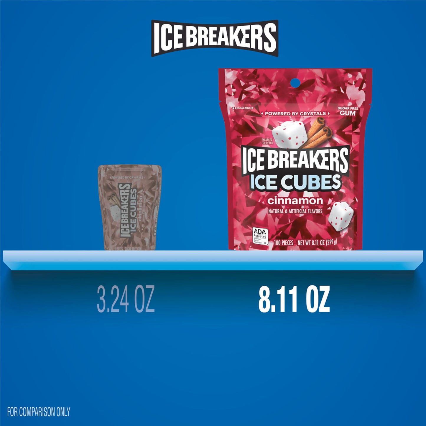 Ice Breakers Ice Cubes Cinnamon Gum 8.11oz – 100 Pieces