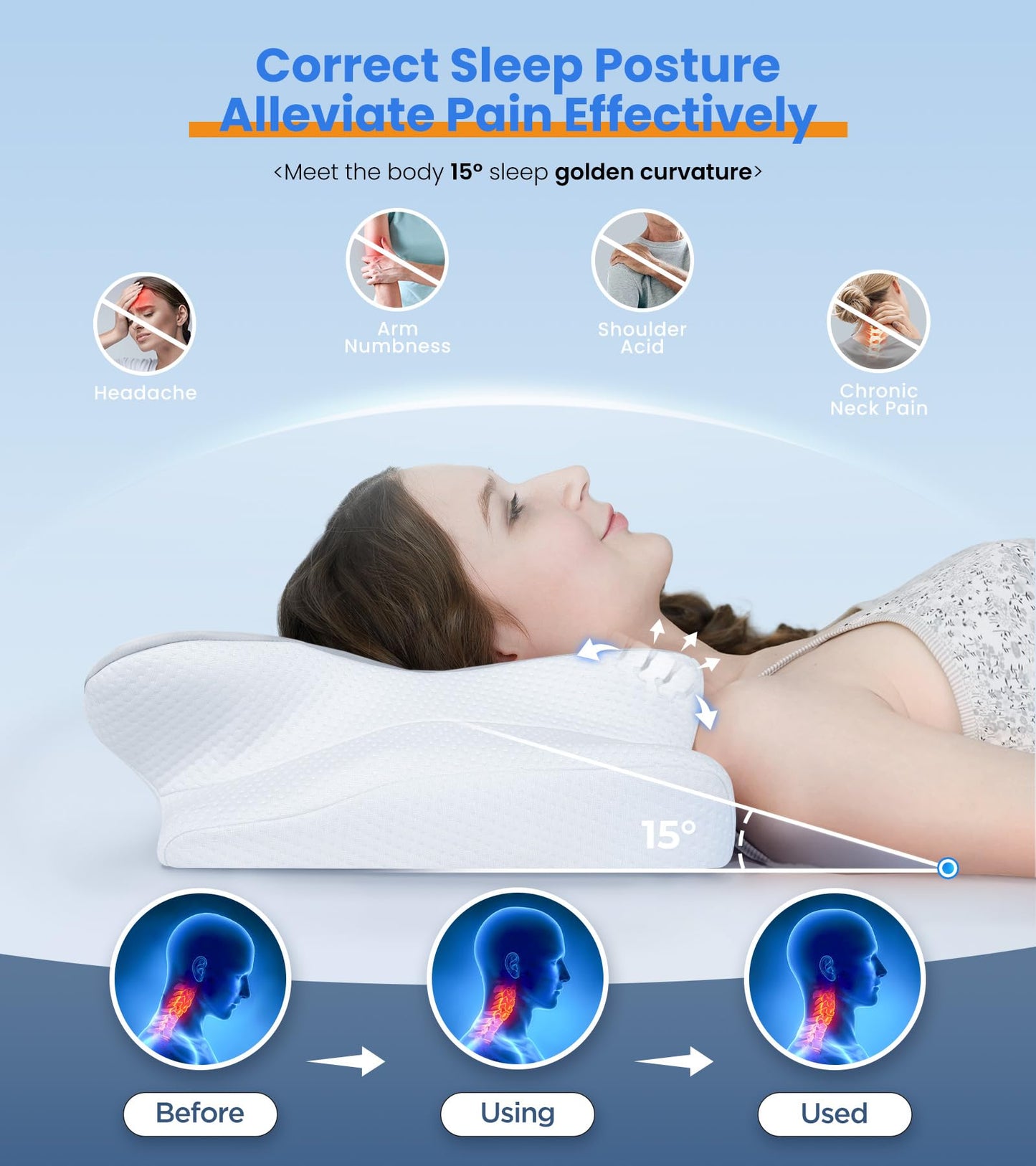 Ultra Cooling Adjustable Memory Foam Cervical Pillow