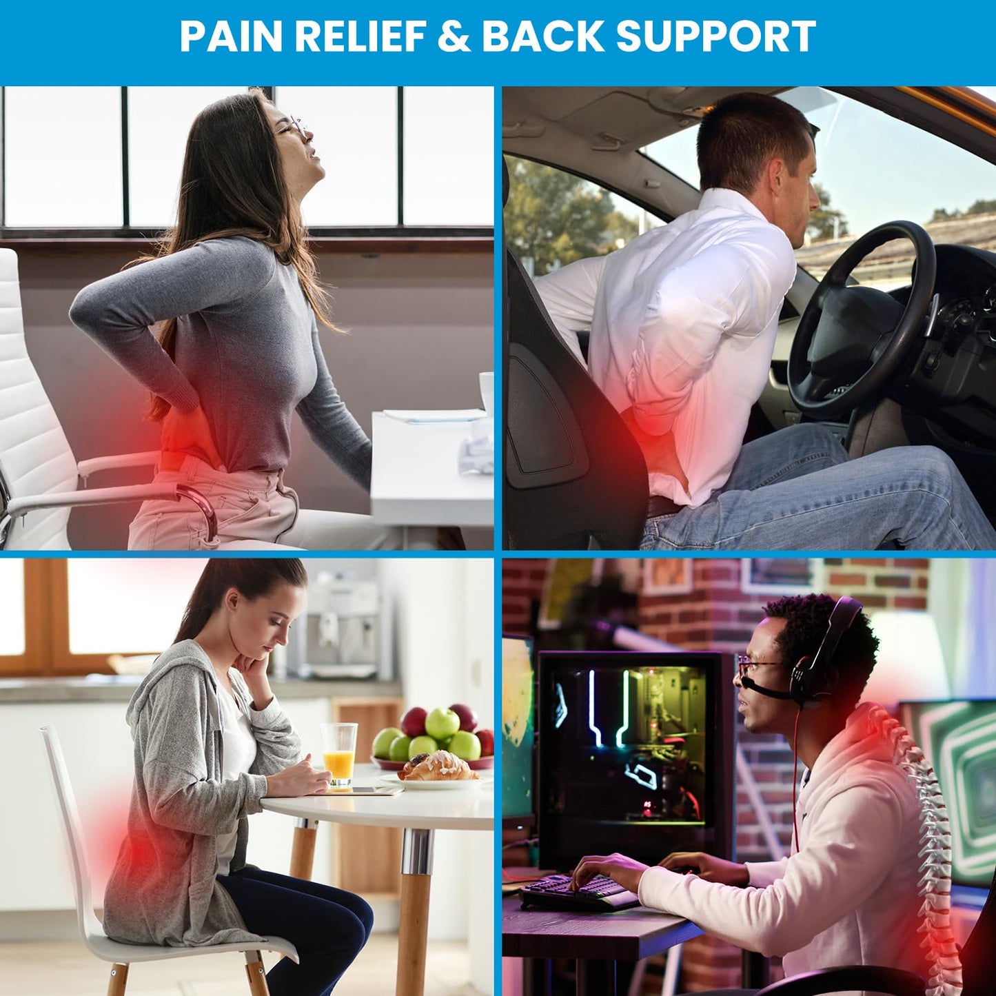 Lumbar Support Pillow for Office Chair & Car – Mesh Design