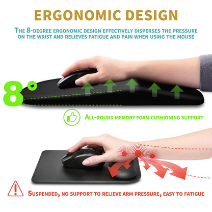 Hokafenle Mouse Pad with Wrist Support & Massage Design – Black
