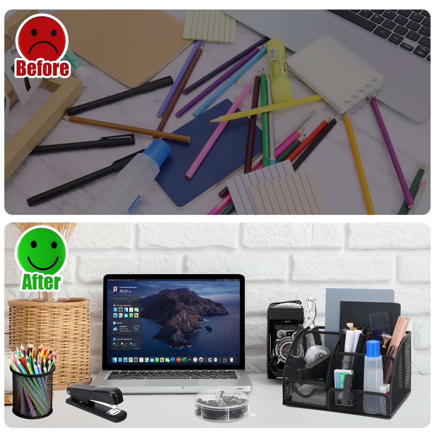 SYMDROMIA 13-in-1 Black Desk Organizer Set