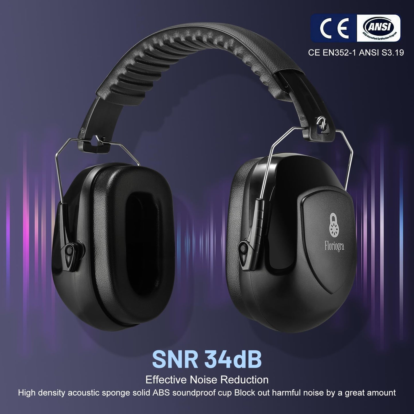 3-Pack Shooting Ear Protection Earmuffs – SNR 34dB Noise Reduction
