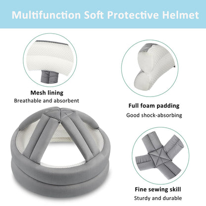 Adjustable Elderly Safety Helmet for Fall Protection – Gray Mesh
