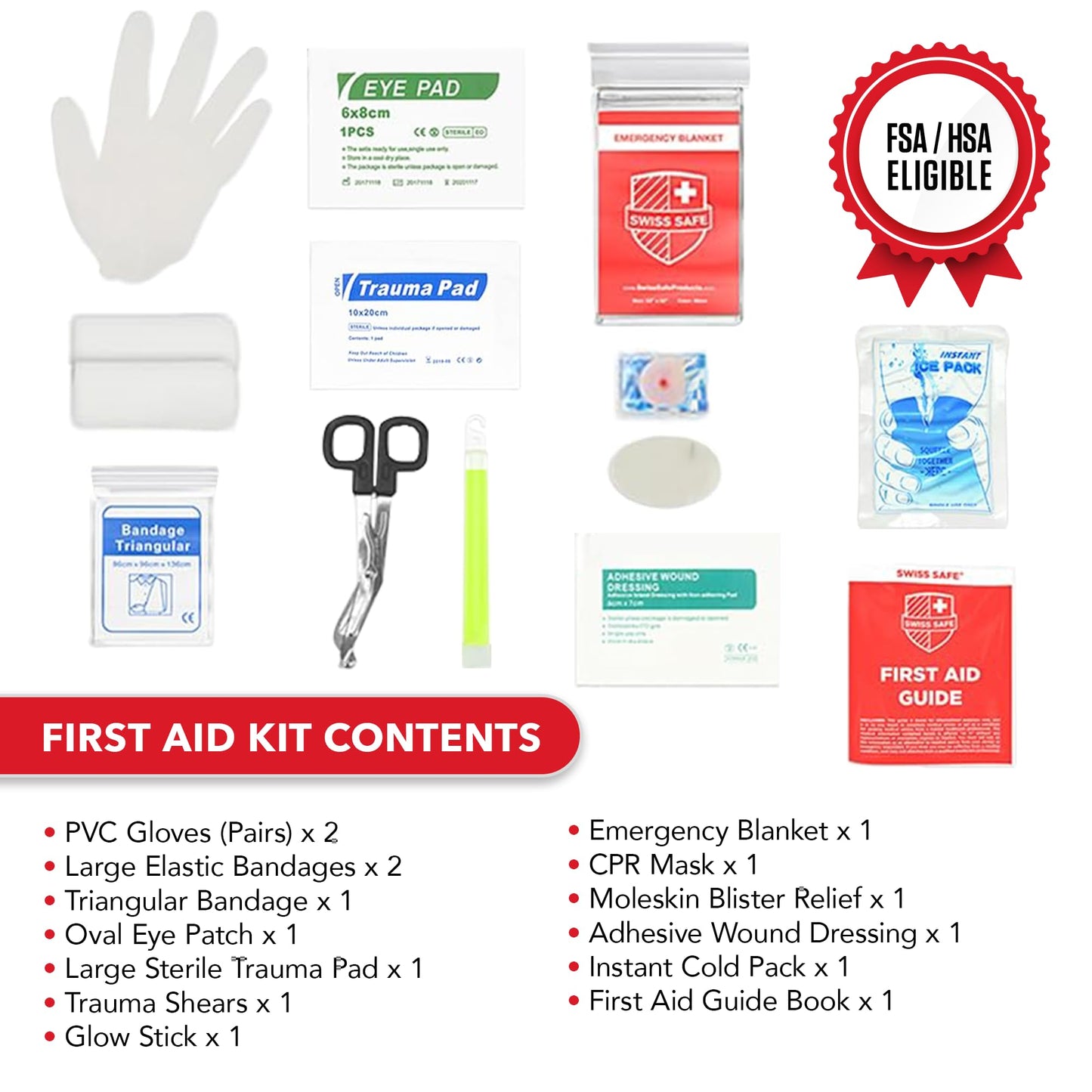 Swiss Safe 2-in-1 First Aid Kit with Bonus Mini Kit – 348 Pcs