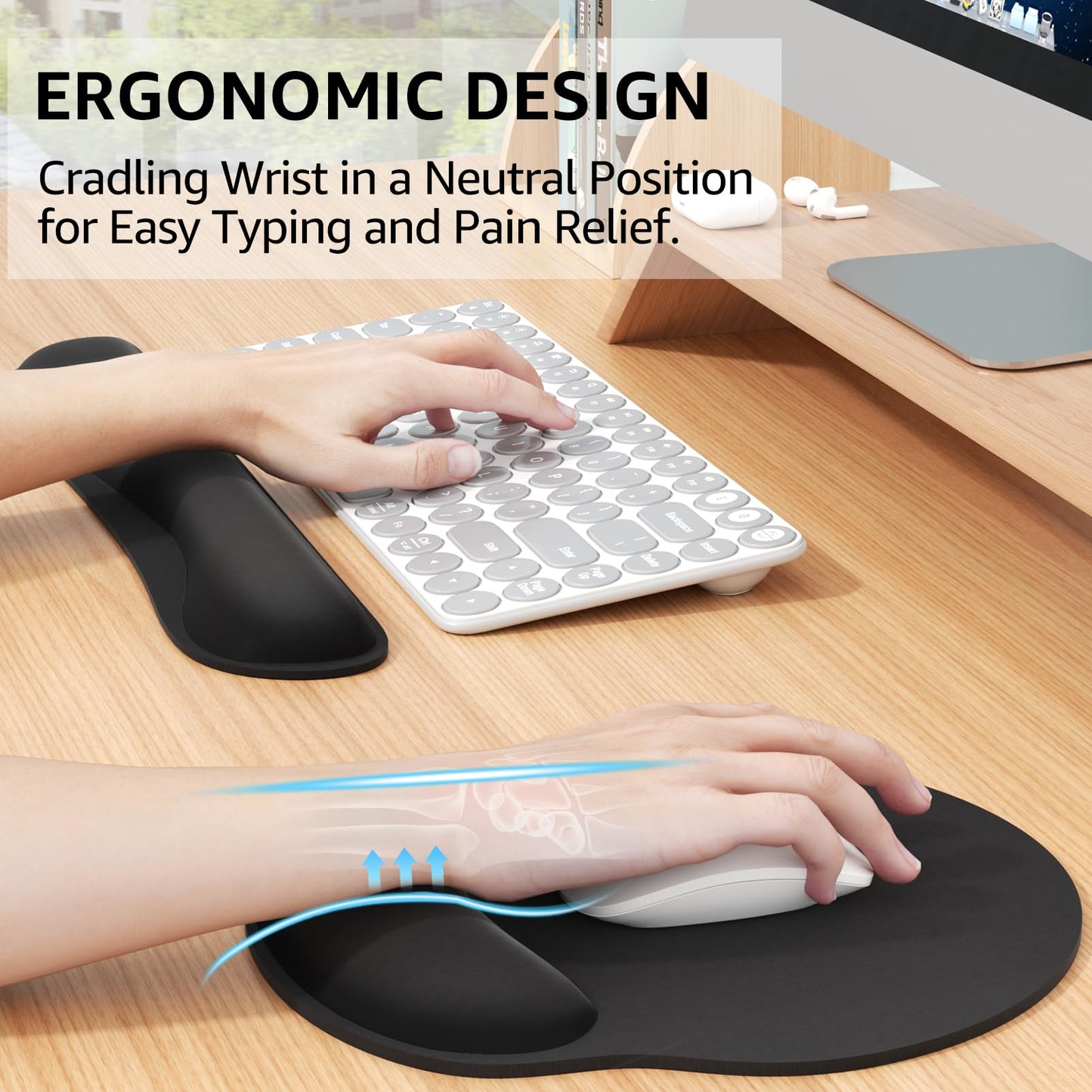 KTRIO Keyboard & Mouse Wrist Rest Set – Memory Foam