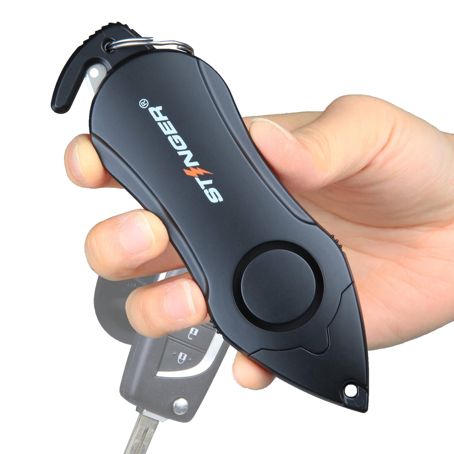 Stinger Personal Safety Alarm Keychain with Siren & Window Breaker – Black