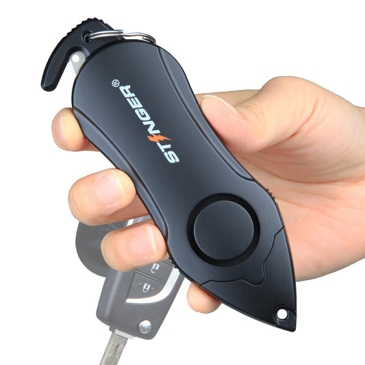 Stinger Personal Safety Alarm Keychain with Siren & Window Breaker – Black