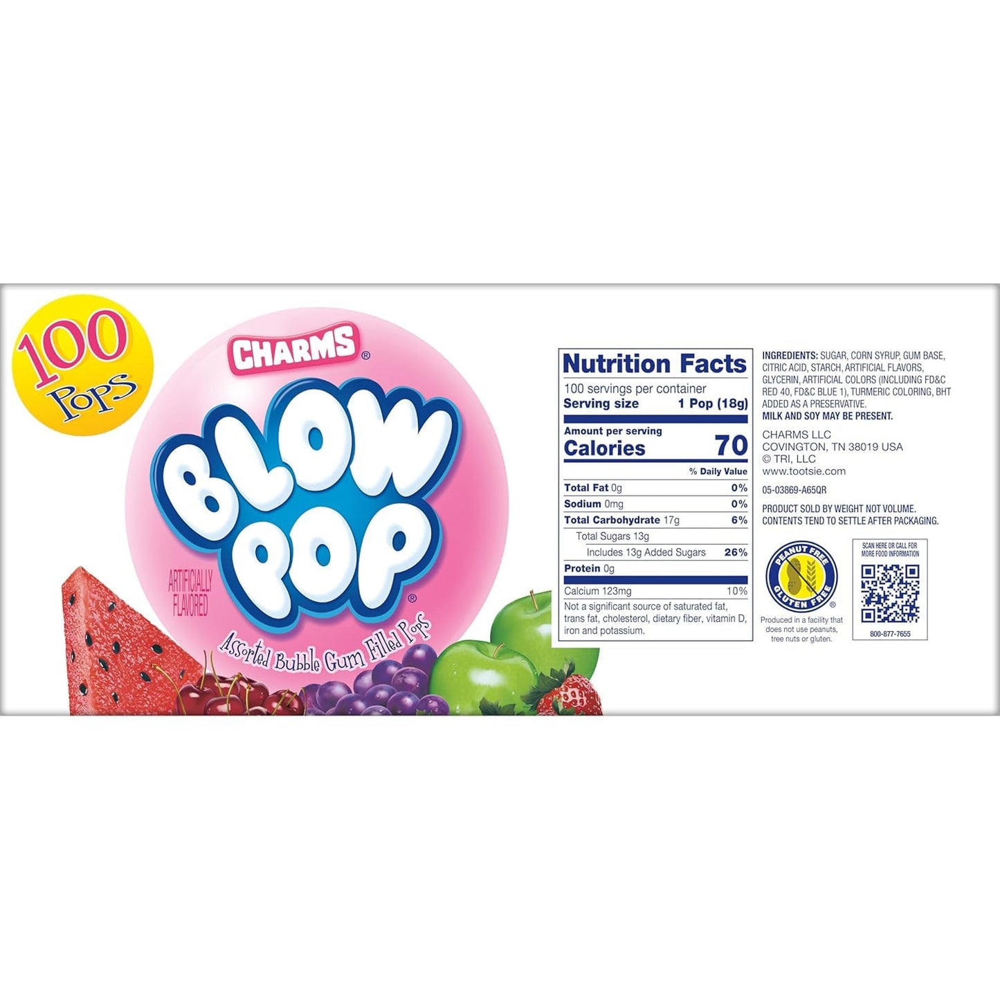 Charms Blow Pops Lollipops 100 Count Box