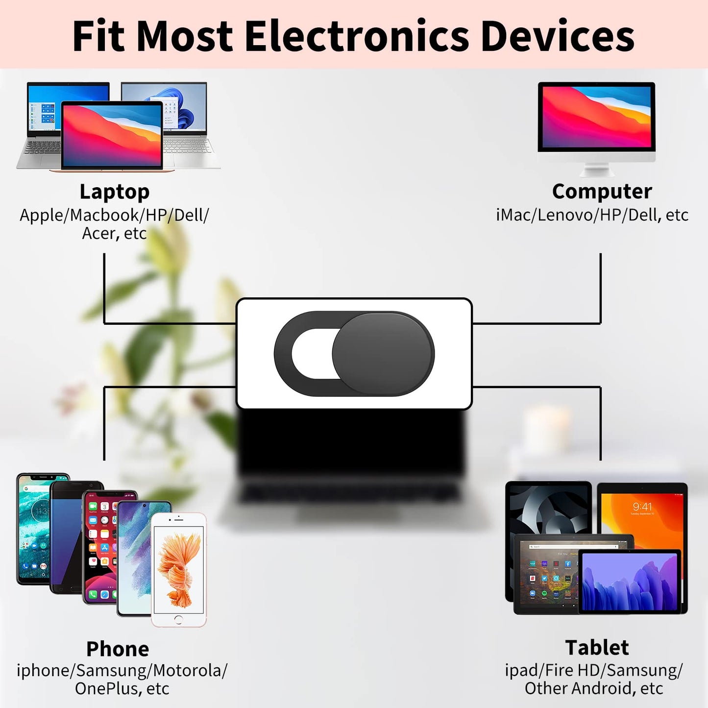 Yilador Webcam Cover 3 Pack – Ultra Thin Privacy Slider – Black