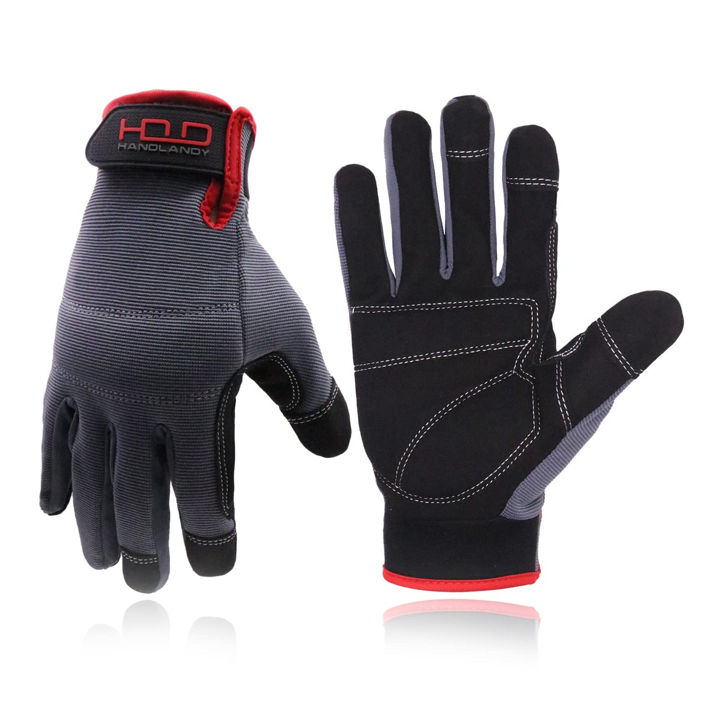 HANDLANDY Touchscreen Work Gloves with Padded Knuckles – Large