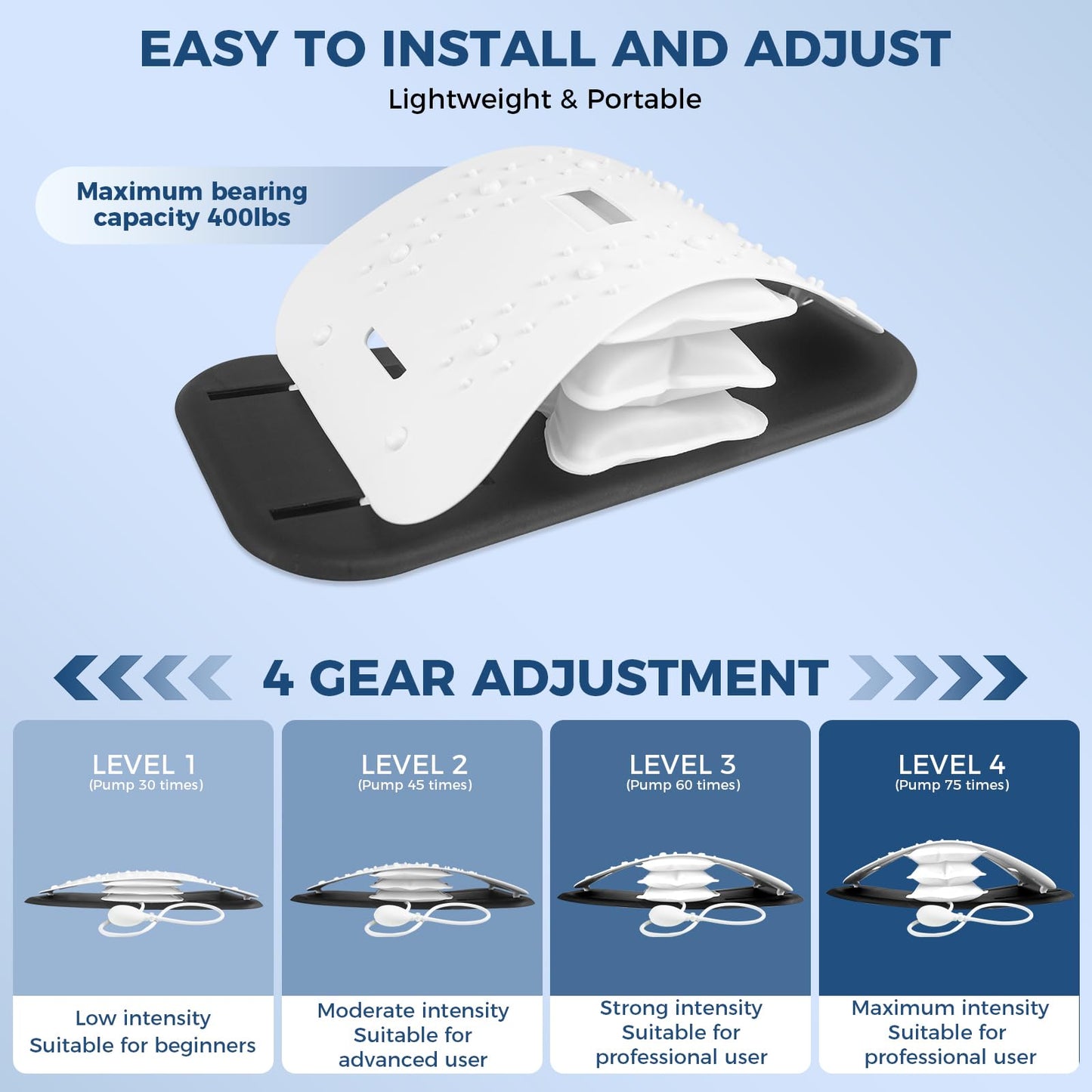 Adjustable Back Stretcher with Acupressure Points for Pain Relief