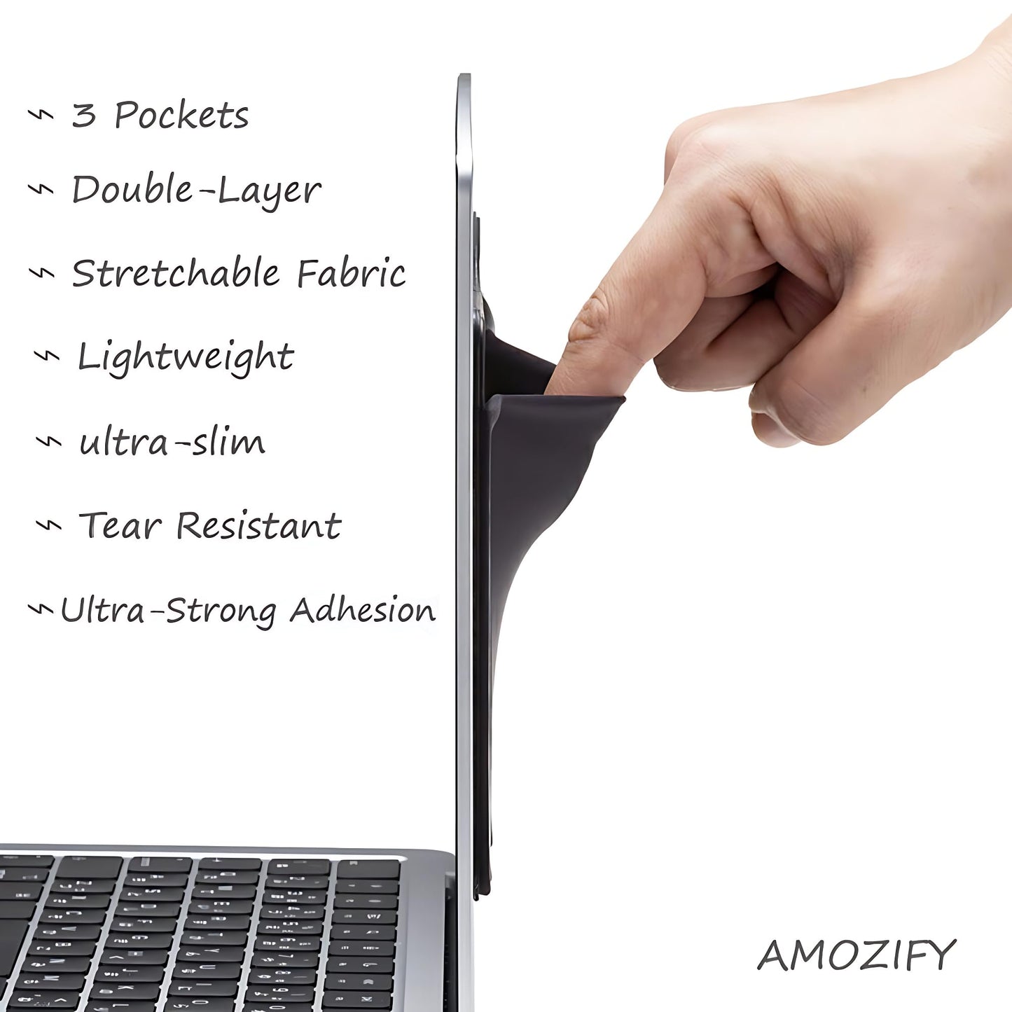 AMOZIFY 3-Pocket Laptop Organizer with Mouse Holder – Gray