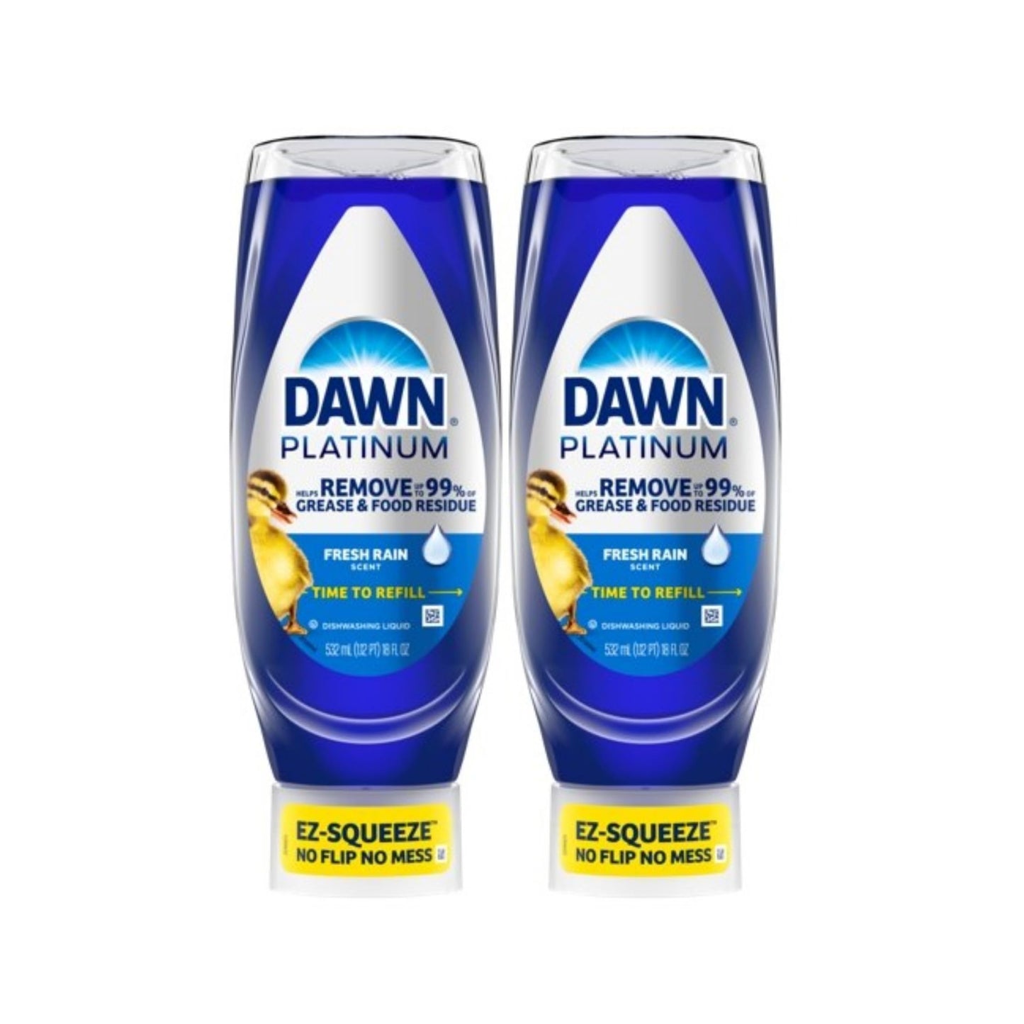 Dawn Platinum EZ-Squeeze Dish Soap, Fresh Rain, 18 oz, 2 Pack