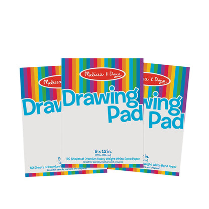 Melissa & Doug Drawing Paper Pad, 3-Pack (9x12") – 50 Sheets Each