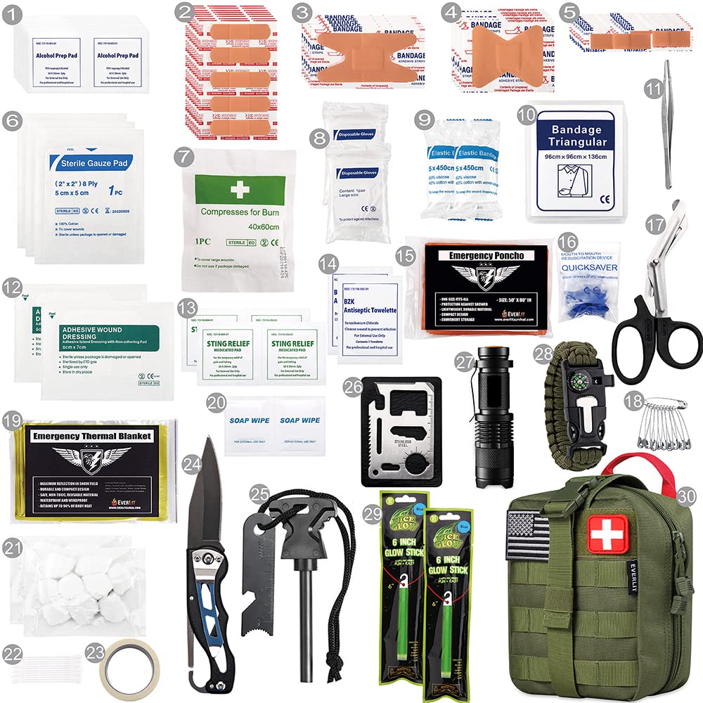EVERLIT 250-Piece Survival First Aid Kit – OD Green
