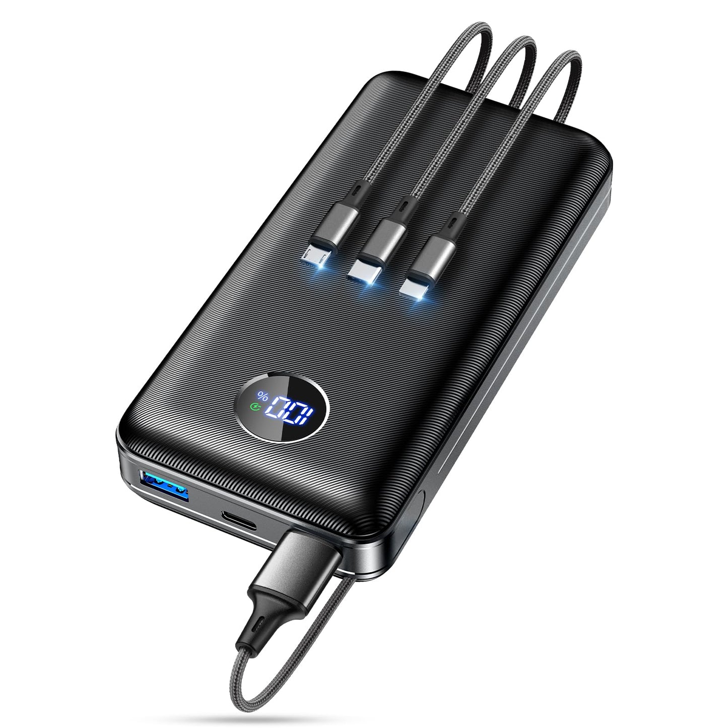 60000mAh Power Bank with Built-in Cables – Fast Charging