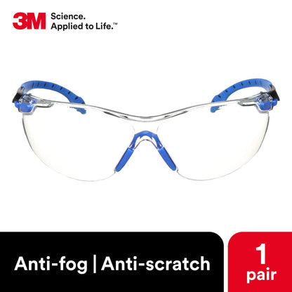 3M Solus 1000 Anti-Fog Safety Glasses – Clear Lens, Blue/Black Frame