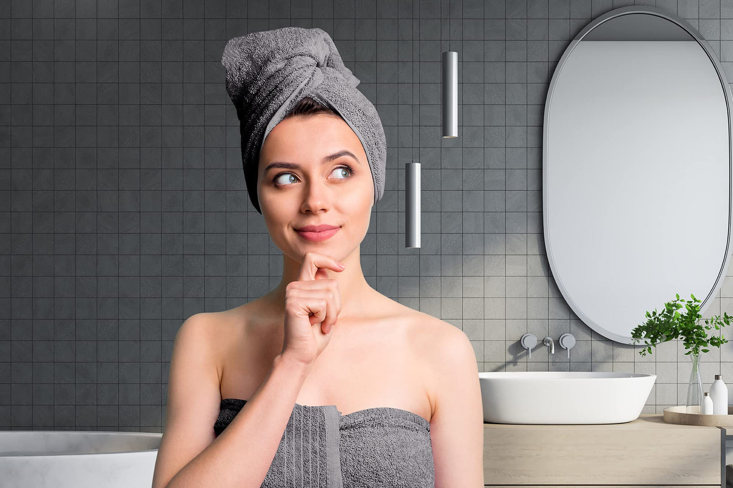 Extra Large Bath Towels, 4 Pack – 30x60 Inch Soft & Quick Dry Cotton, Dark Grey