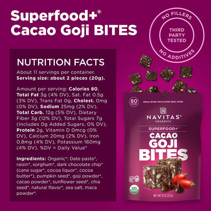 Navitas Organics Superfood Power Snacks Cacao Goji 8oz
