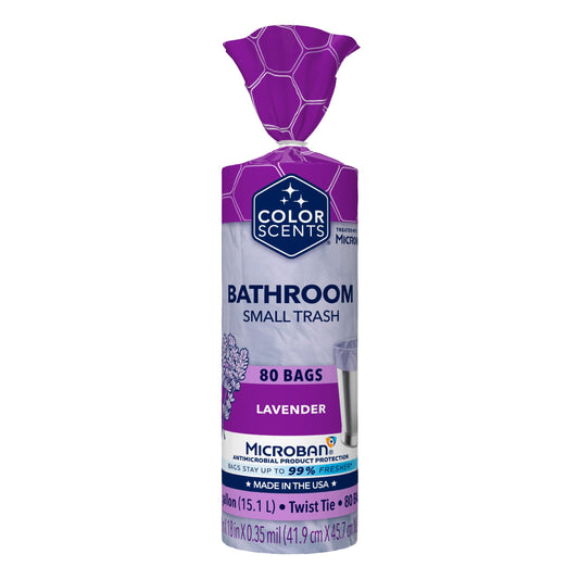 Color Scents 4 Gallon Trash Bags, Lavender, 80 Count