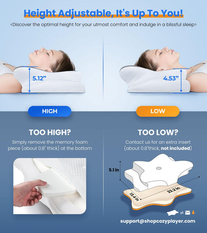 Ultra Cooling Adjustable Memory Foam Cervical Pillow