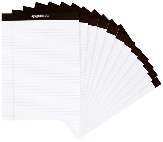 Amazon Basics Wide Ruled Notepads – 12 Pack