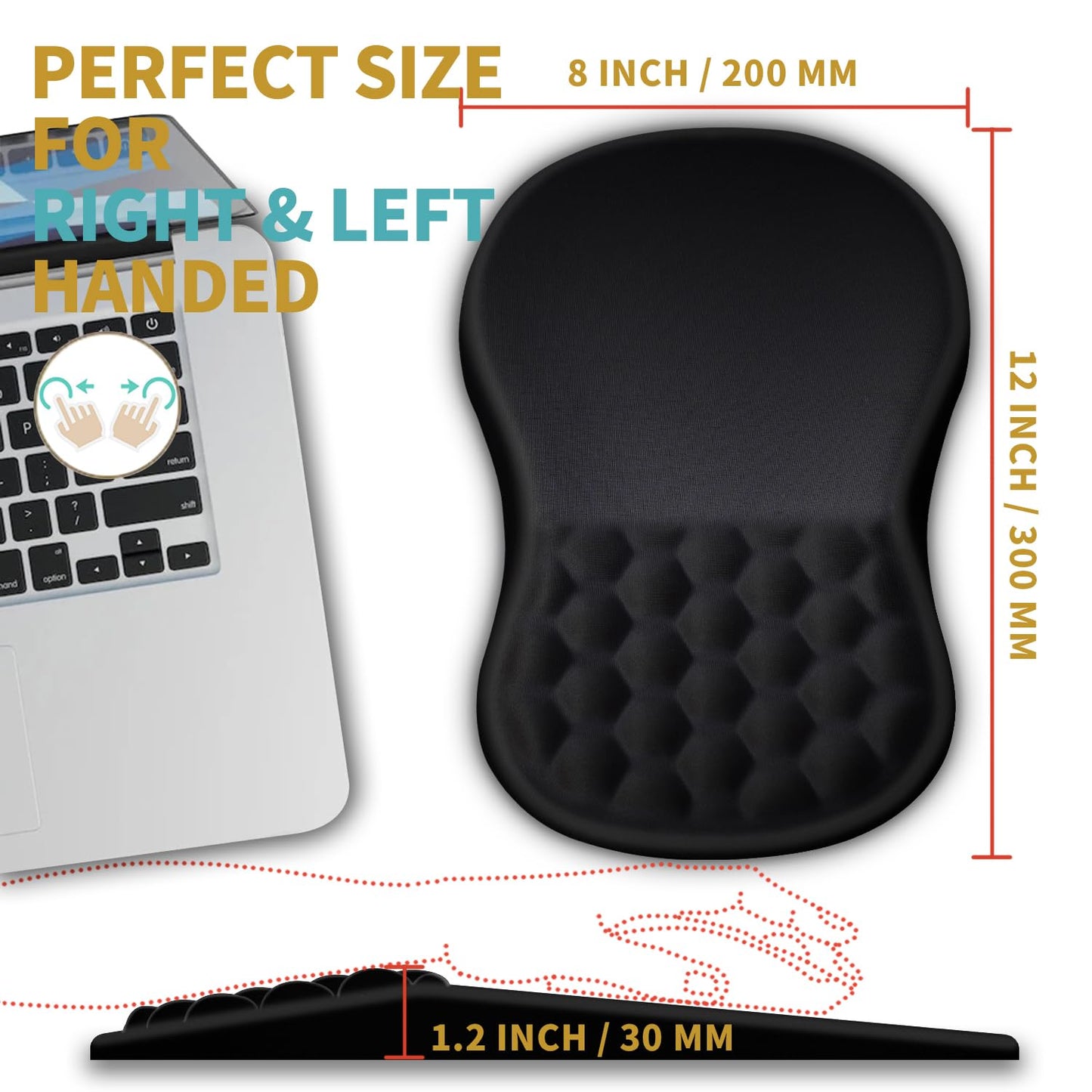 Hokafenle Mouse Pad with Wrist Support & Massage Design – Black