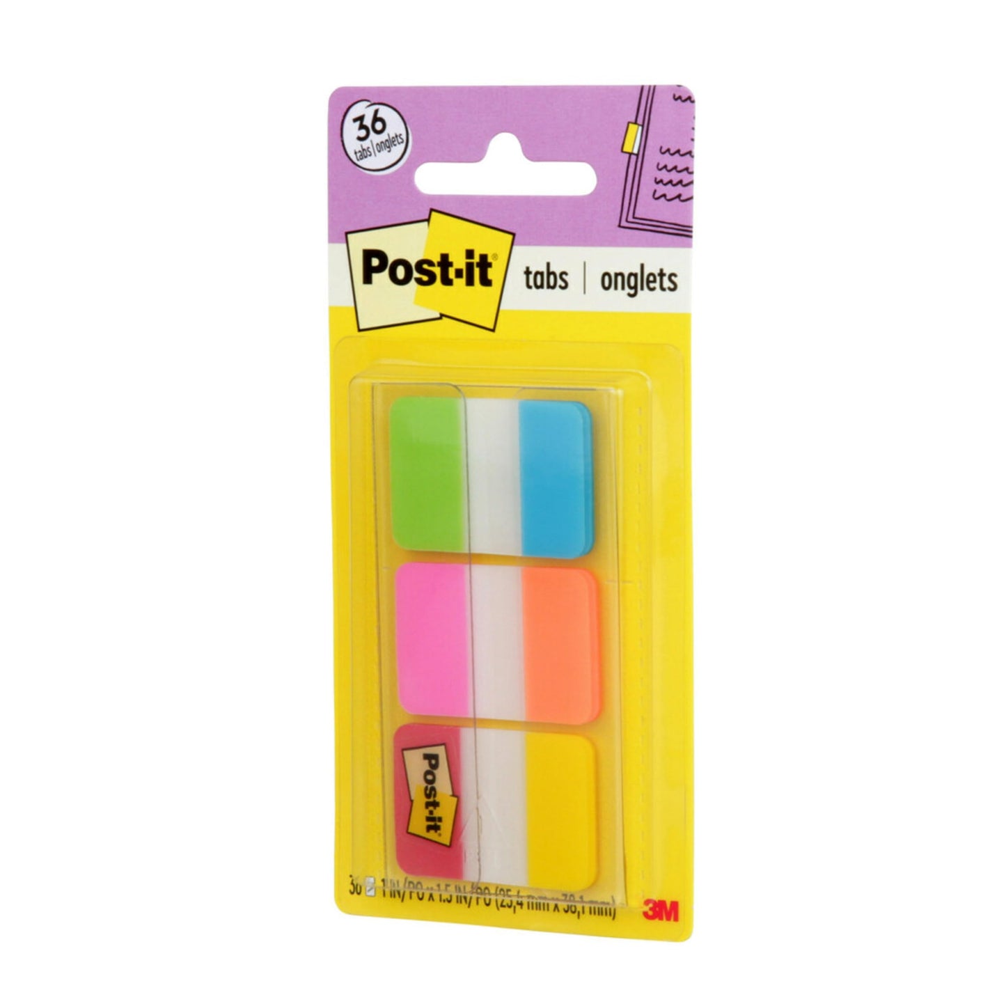 Post-it Solid Color Tabs 1 Inch – 6 Colors, 36/Dispenser