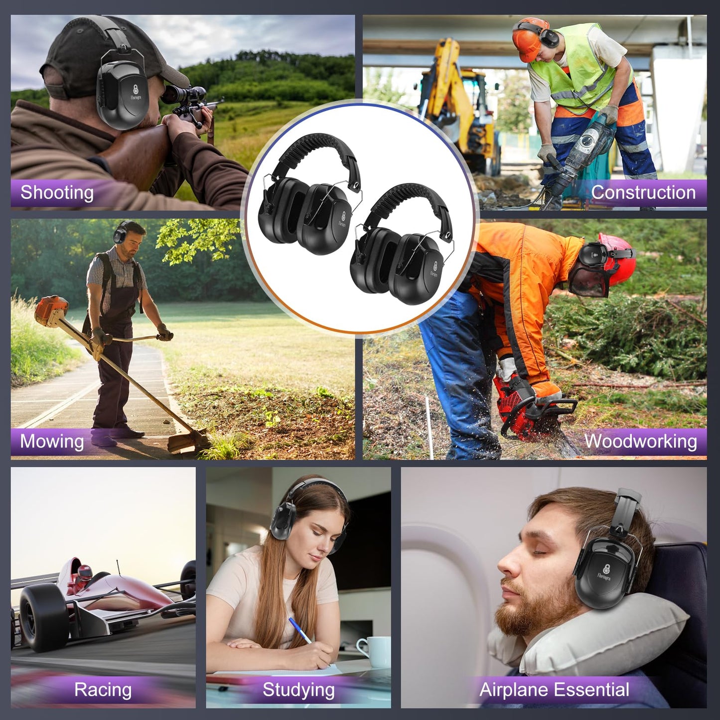 3-Pack Shooting Ear Protection Earmuffs – SNR 34dB Noise Reduction