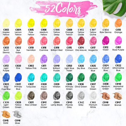 Caliart 52-Color Acrylic Paint Set with Brushes