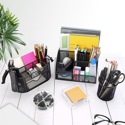 17-in-1 Black Desk Organizer & Accessories Set