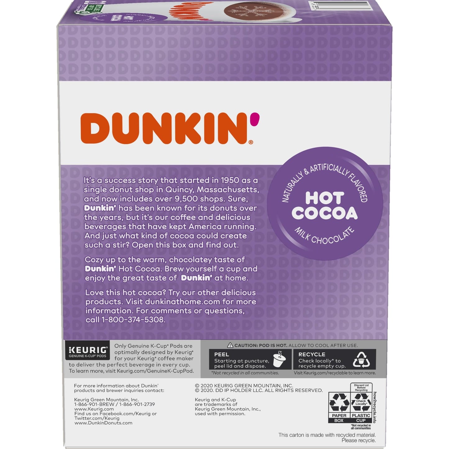 Dunkin’ Milk Chocolate Hot Cocoa K-Cups 22 Count