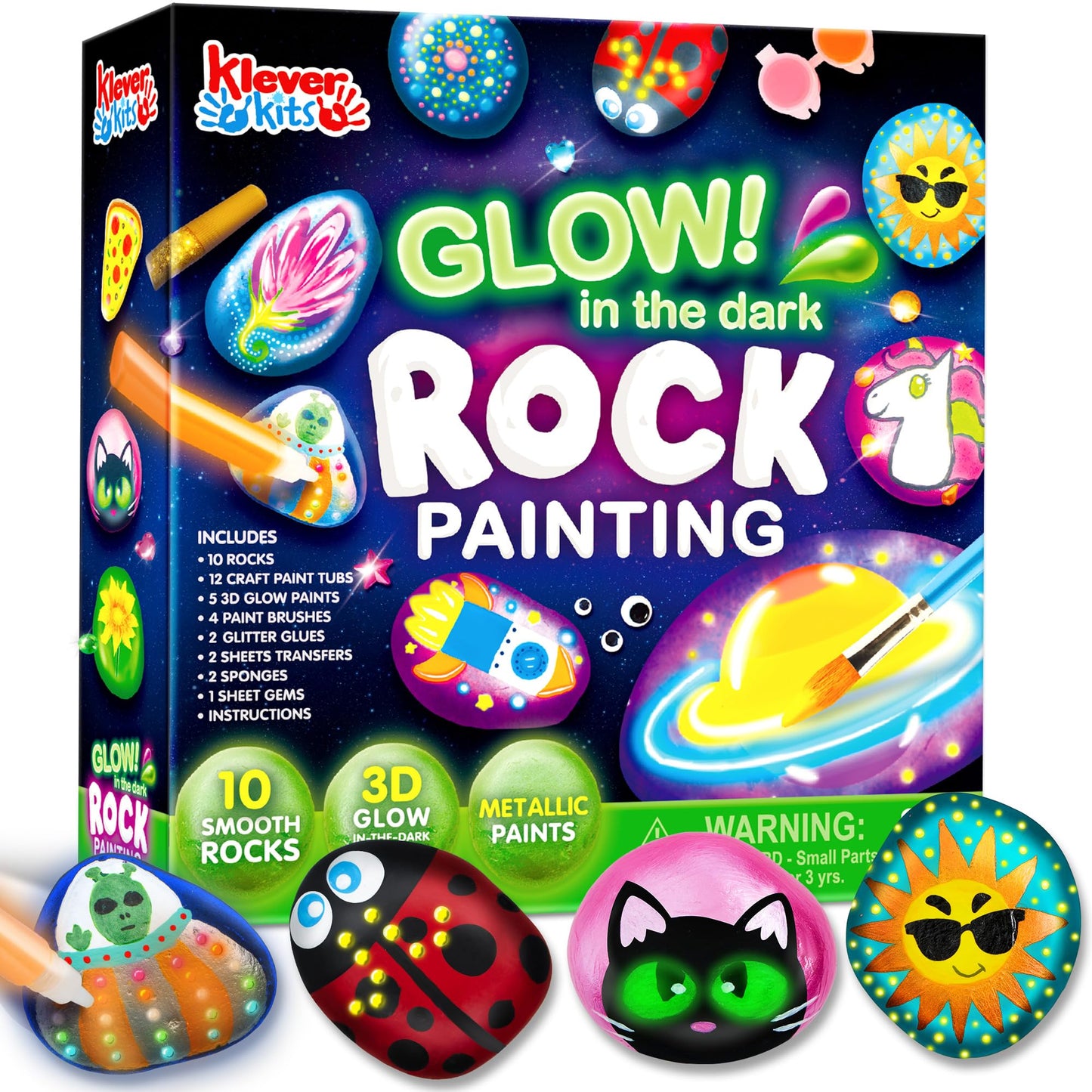 Glow-in-the-Dark Rock Painting Kit for Kids