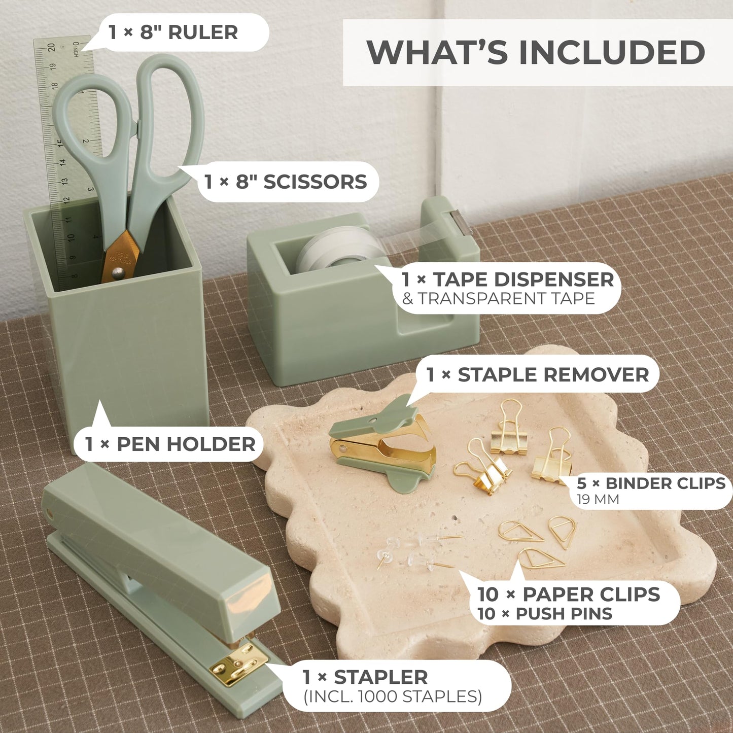 Aesthetic Gold Desk Accessories Set for Women