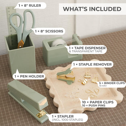 Aesthetic Gold Desk Accessories Set for Women