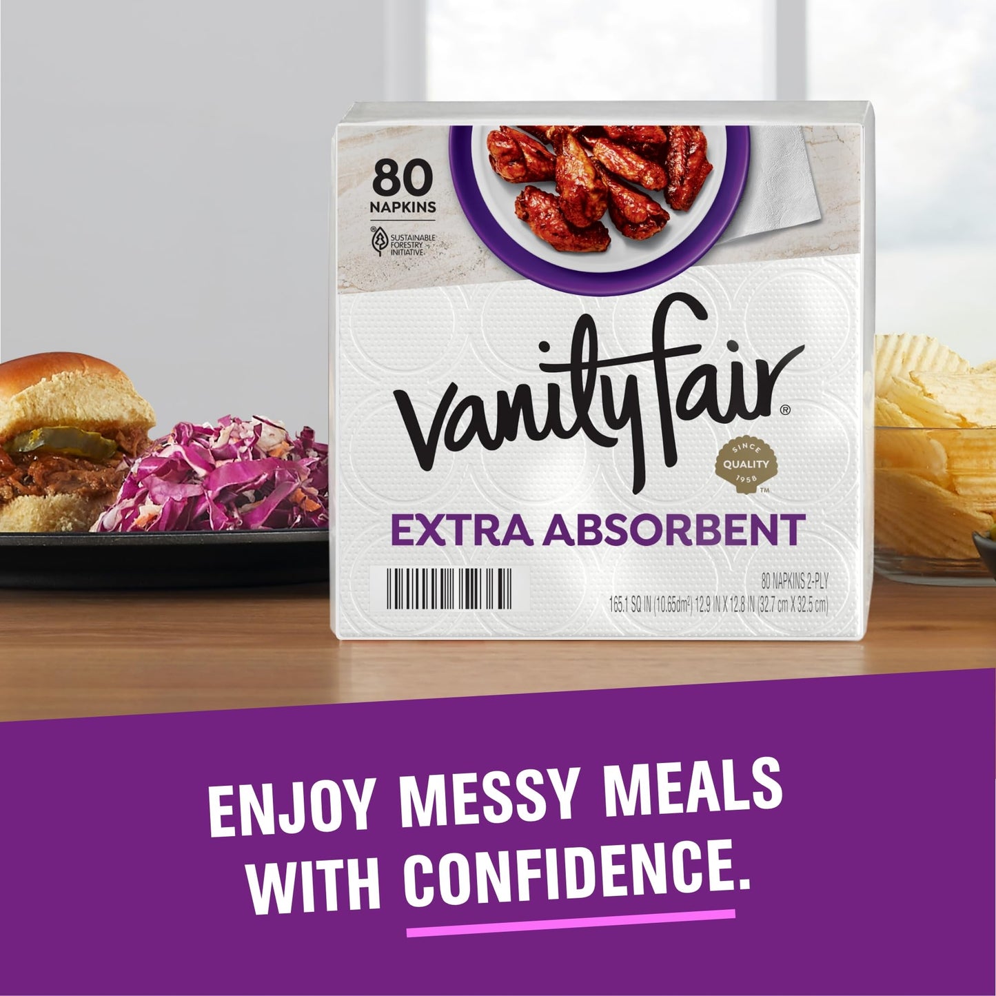 Vanity Fair Premium Napkins 80 Count – Extra Absorbent