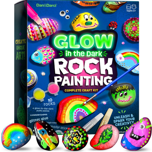 Dan&Darci Glow in the Dark Rock Painting Kit for Kids