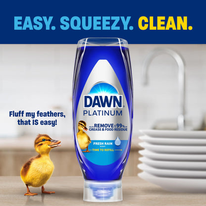 Dawn Platinum EZ-Squeeze Dish Soap, Fresh Rain, 18 oz, 2 Pack