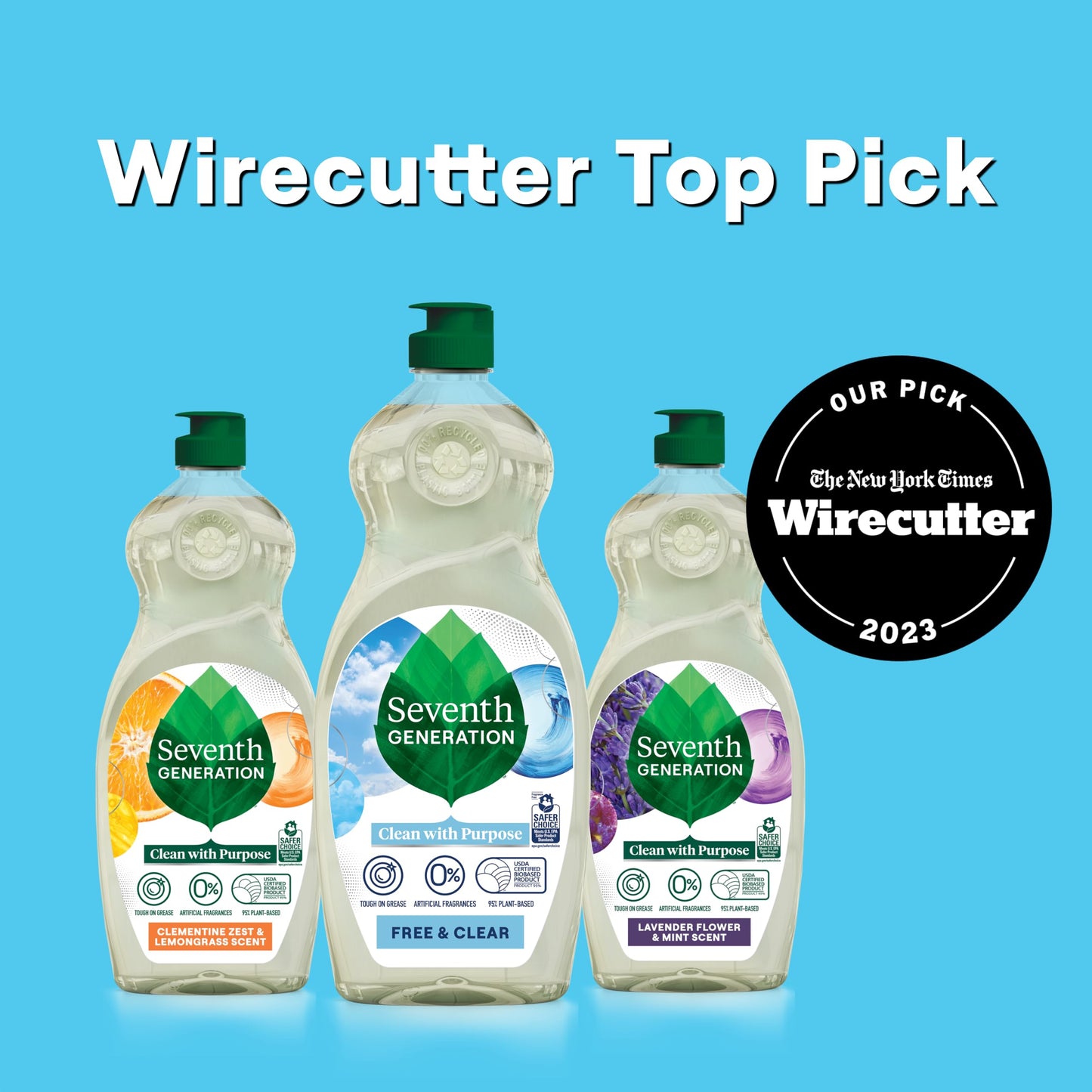 Seventh Generation Dish Soap Refill, Free & Clear, 50 oz, 3 Pack