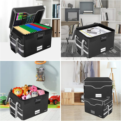 DocSafe Fireproof File Storage Box with Lock & Handle – Black