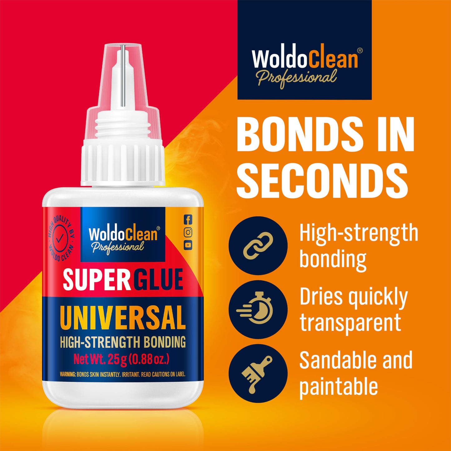WoldoClean All-Purpose Super Glue 25g – Fast Dry Clear Adhesive