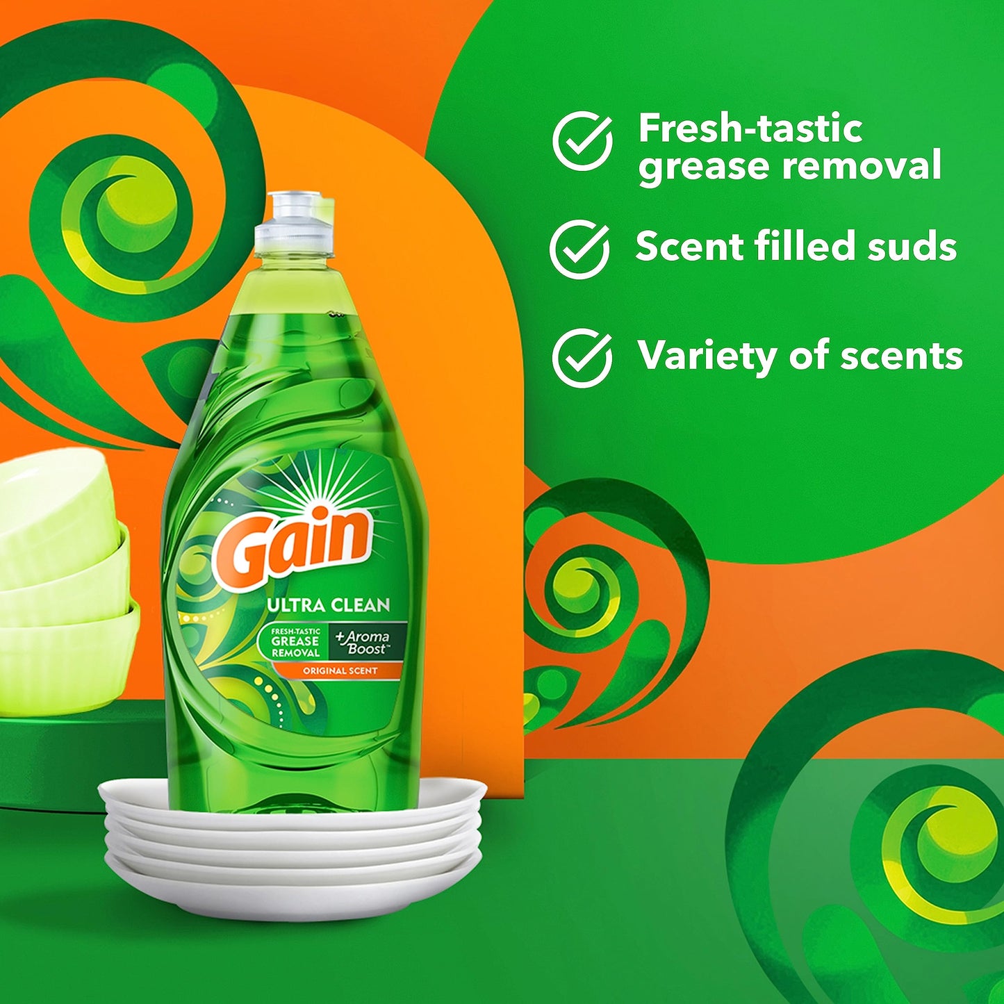 Gain Ultra Dish Soap, Original Scent, 38 fl oz