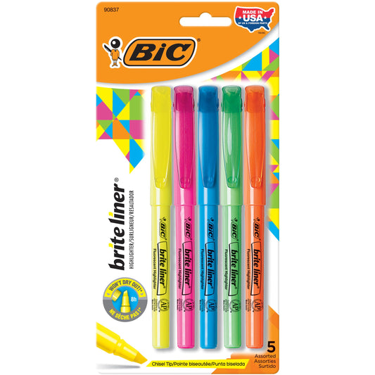 BIC Brite Liner Highlighters – 5 Count