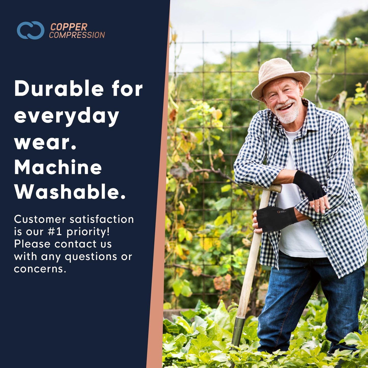 Copper Compression Fingerless Arthritis Gloves for Men & Women – Medium