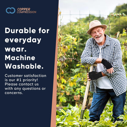 Copper Compression Fingerless Arthritis Gloves for Men & Women – Medium