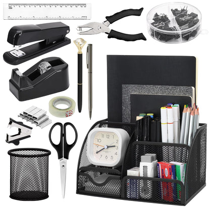 SYMDROMIA 13-in-1 Black Desk Organizer Set