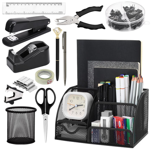 SYMDROMIA 13-in-1 Black Desk Organizer Set